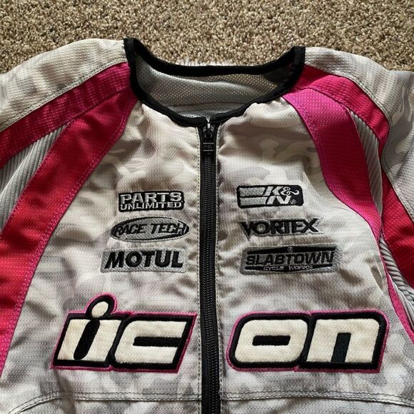 Icon Motorcycle Jacket Pink Padded Number 5 Womens Size XXL - Picture 6 of 16